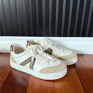 MIA Cream and Gold Sneakers with Leopard Accent